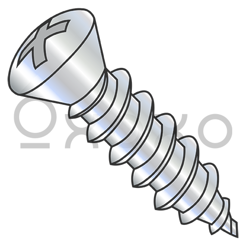10-16X3/4  Phillips Oval Number 8 Head Self Tapping Screw Type AB Full Thread Zinc and Bake