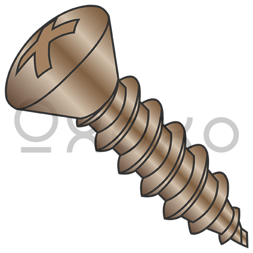 5-20X3/8  Phillips Oval Self Tapping Screw Type AB Full Thread Steel Antique Brass Finish