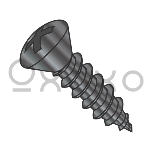 4-24X3/8  Phillips Oval Self Tapping Screw Type A B Fully Threaded Black Oxide