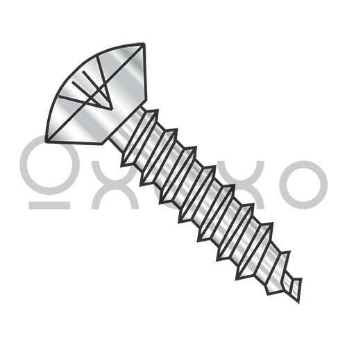4-24X3/16  Phillips Oval Undercut Self Tapping Screw Type A B Fully Threaded 18 8 Stainless