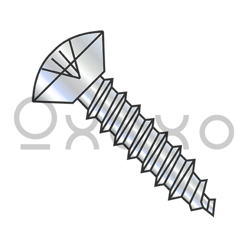 8-18X3/8  Phillips Oval Undercut Self Tapping Screw Type A B Fully Threaded Zinc And Bake