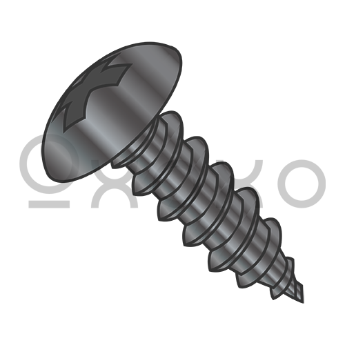 4-24X3/8  Phillips Full Contour Truss Self Taping Screw Type A B Full Threaded Black Oxide