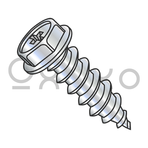 6-20X3/8  Phillips Indented Hex Washer Self Tapping Screw Type AB Fully Threaded Zinc Bake