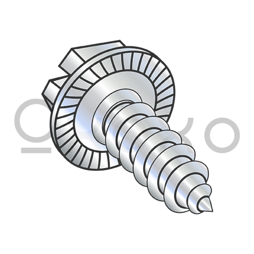 6-20X1/4  Slot Indent Hex Washer Serrated Self Tap Screw Type AB Full Thread Zinc Bake