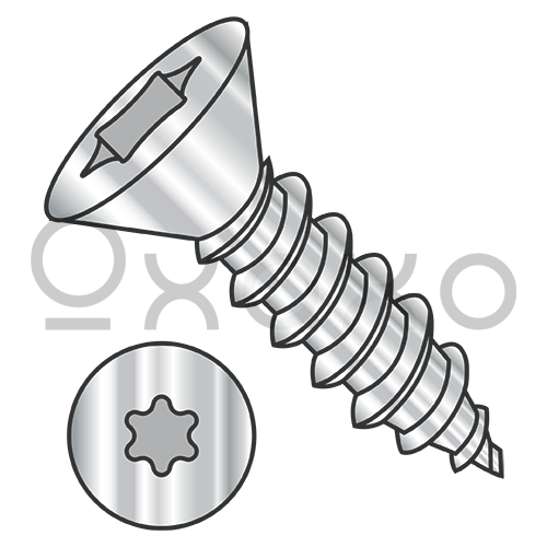 4-24X3/8  6 Lobe Flat Self Tapping Screw Type AB Fully Threaded 18 8 Stainless Steel