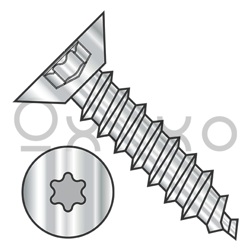 10-16X1/2  Six Lobe Flat Undercut Self Tap Screw Type A B Full Thread 18 8 Stainless Steel