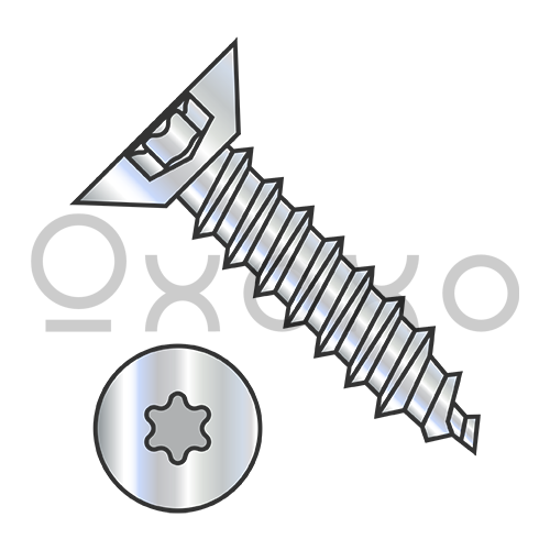 4-24X3/8  Six Lobe Flat Undercut Self Tapping Screw Type A B Fully Threaded Zinc and Bake