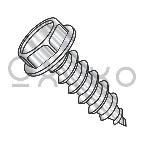 6-20X1/4  Unslotted Indent Hex Washer Self Tapping Screw Type AB Full Thread 18-8Stainless