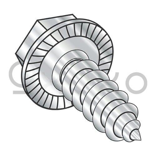 8-18X1/2  Unslot Indent Hexwasher Serrated Self Tap Screw Type A B Full Thd 18 8 Stainless