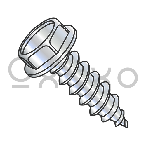 4-24X1/2  Unslotted Indented Hex Washer Self Tapping Screw Type AB Fully Threaded ZincBake