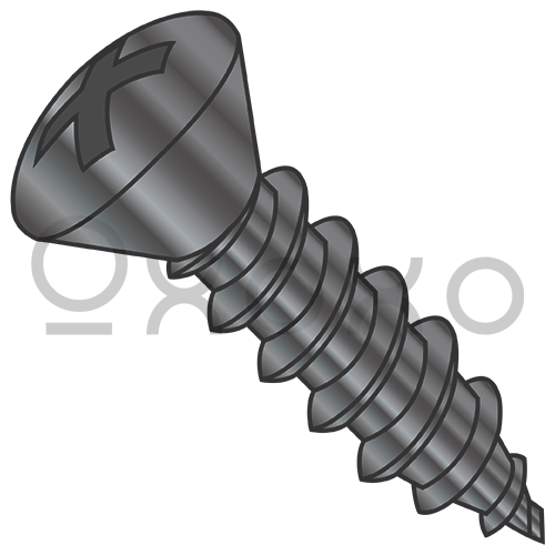 6-18X1/2  Phillips Oval Self Tapping Screw Type A Fully Threaded Black Oxide and Oil