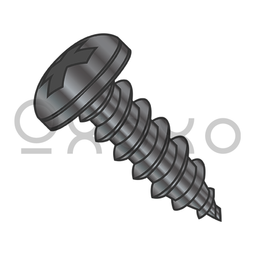 6-18X7/16  Phillips Pan Self Tapping Screw Type A Fully Threaded Black Zinc and Bake