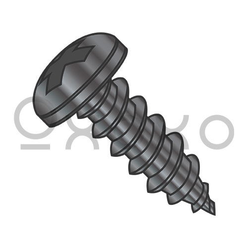 6-18X7/16  Phillips Pan Self Tapping Screw Type A Fully Threaded Black Oxide