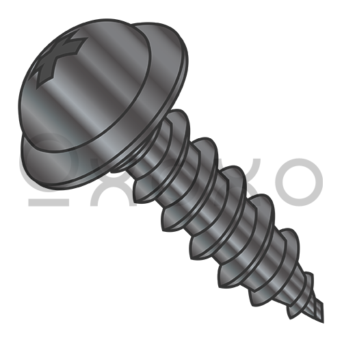 8-15X1/2  Phillips Round Washer Self Tapping Screw Type A Fully Threaded Black Oxide