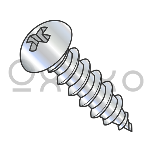6-18X3/8  Phillips Round Self Tapping Screw Type A Fully Threaded Zinc And Bake