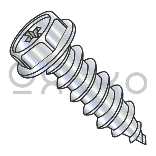 6-18X3/4  Phillips Indented Hex Washer Self Tapping Screw Type A Fully Threaded Zinc And B