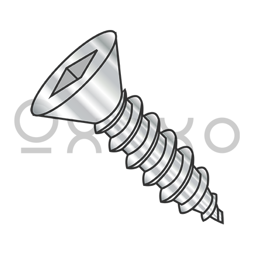 6-18X3/8  Square Flat Self Tapping Screw Type A Fully Threaded 18-8 Stainless Steel