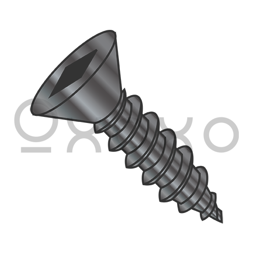 6-18X3/4  Square Flat Self Tapping Screw Type A Fully Threaded Black Oxide & Oil