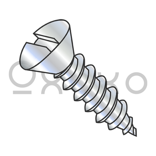 6-18X1  Slotted Oval Self Tapping Screw Type A Fully Threaded Zinc And Bake