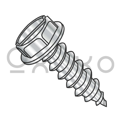 8-15X7/16  Slot Indent Hex Washer Self Tapping Screw Type A Fully Threaded 18-8 Stainless