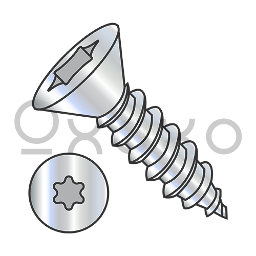 10-12X1  6 Lobe Flat Self Tapping Screw Type A Full Thread Zinc And Bake