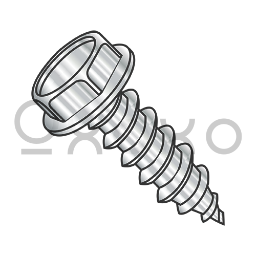 6-18X3/8  Unslot Ind Hexwasher Self Tapping Screw Type A Full Thread 18-8 Stainless Steel