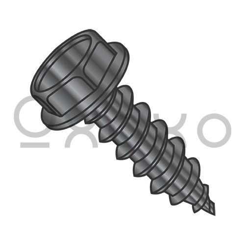 8-15X1/2  Unslotted Indented Hex Washer Self Tapping Screw Type A Fully Threaded Black Oxi