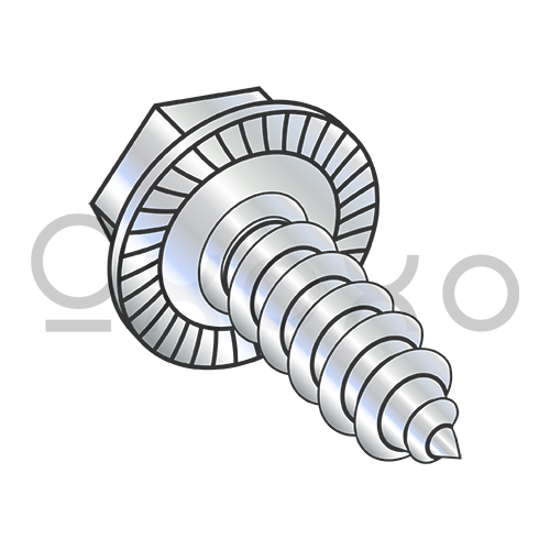 14-10X3/4  .428-.437A/F Unslot Ind Hex Washer Self Tap Screw Type A Serrated F/T  Zinc Bake