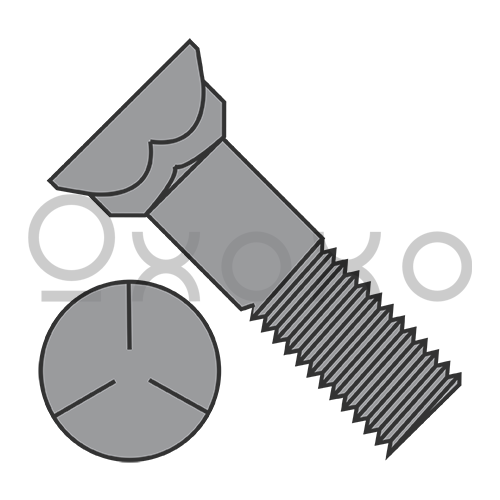 3/8-16X1  Grade 5 Plow Bolt With Number 3 Head Plain