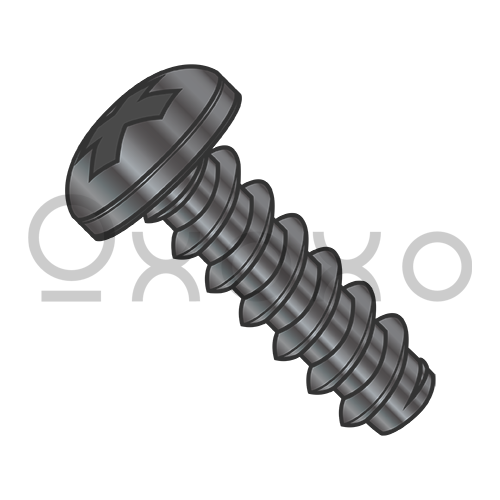 2-32X3/16  Phillips Pan Self Tapping Screw Type B Fully Threaded Black Zinc And Bake