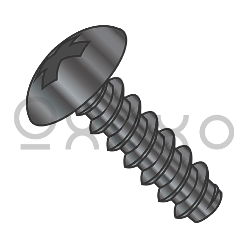 8-18X3/8  Phillips Full Contour Truss Self Tap Screw Type B Full Thread Black Zinc Bake