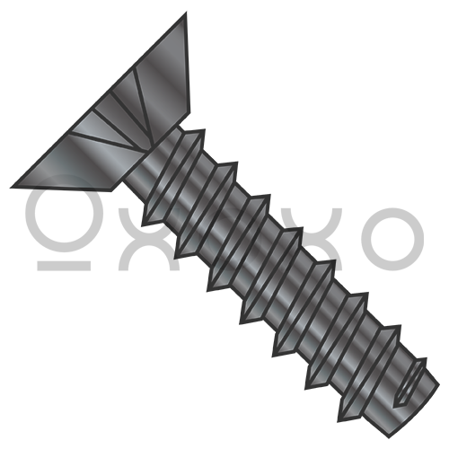 4-24X3/16  Phillips Flat Undercut Self Tapping Screw Type B Fully Threaded Black Zinc Bake
