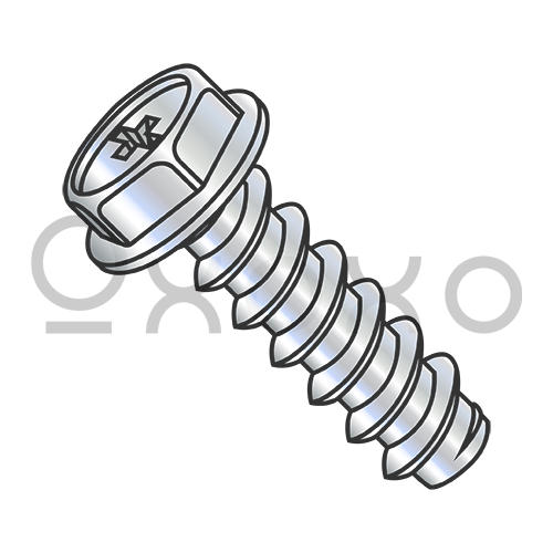 4-24X1/4  Phillips Indented Hex Washer Self Tapping Screw Type B Fully Threaded Zinc Bake