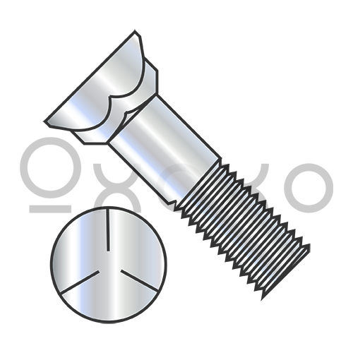 3/8-16X1  Grade 5 Plow Bolt With Number 3 Flat Head Zinc