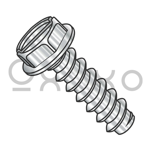 6-20X1/4  Slotted Indented Hex Washer Self Tapping Screw Type B Fully Thread 18 8 Stainles