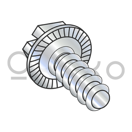 6-20X3/8  Slotted Indented Hex Washer Self Tapping Screw TypeB Serrated Fully Thread Zinc