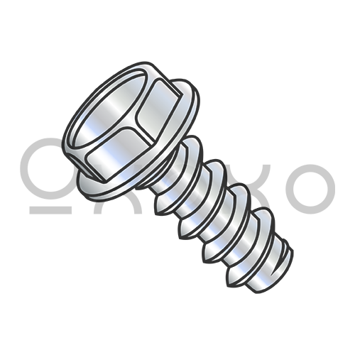 4-24X3/8  Unslotted Indented Hexwasher Self Tapping Screw Type B Full Thread Zinc and Bake