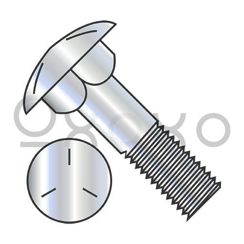 3/8-16X9  Carriage Bolt Grade 5 Partially Threaded 6" Thread Under Sized Body Zinc