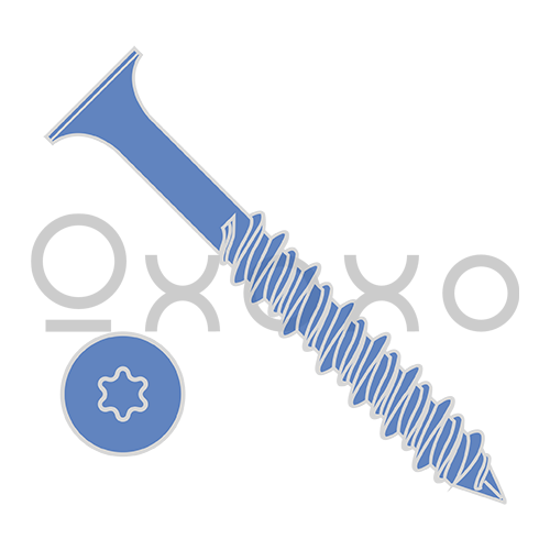 3/16X3 1/4  6 Lobe Flat Concrete Screw With Drill Bit Blue Perma Seal