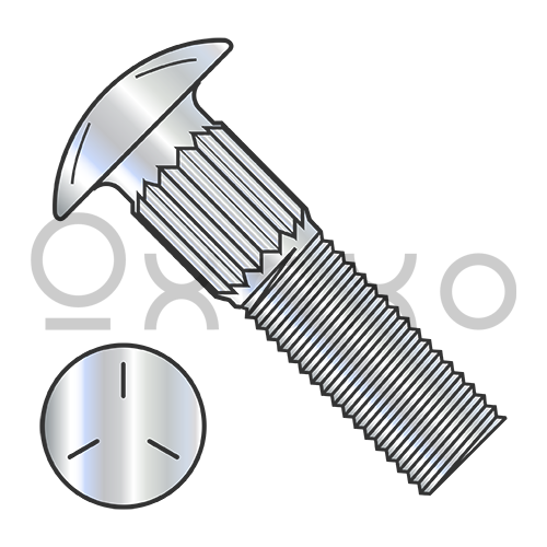 1/4-20X3/4  Ribbed Neck Carriage Bolt Grade 5 Fully Threaded Zinc
