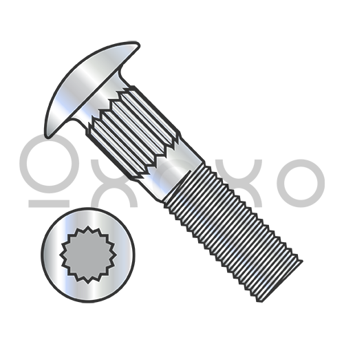 1/4-20X1/2  Ribbed Neck Carriage Bolt Fully Threaded Zinc