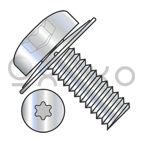4-40X1/4  6 Lobe Pan Square Cone Sems Fully Threaded Zinc Bake