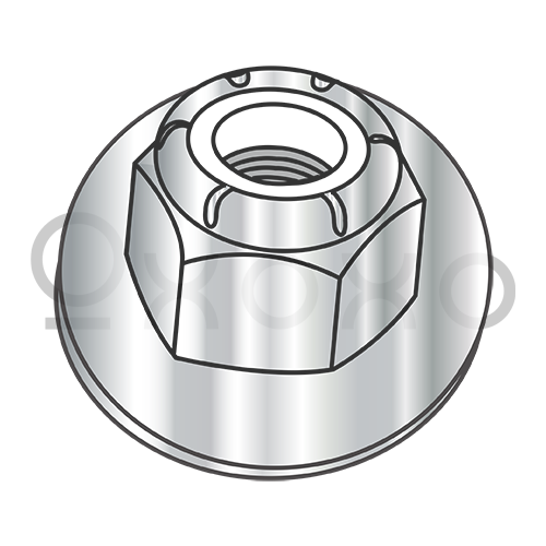 M6-1.0  Metric Din 6926 Hex Nylon Insert Flange Locknut Non-Serrated A2 Stainless Steel