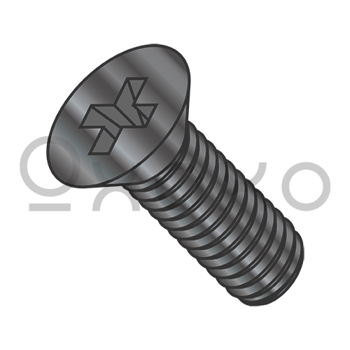 M2.5-0.45X10  Din 965 & ISO 7046 Metric Phillips Flat Machine Screw Full Thread Black Ox & Oil