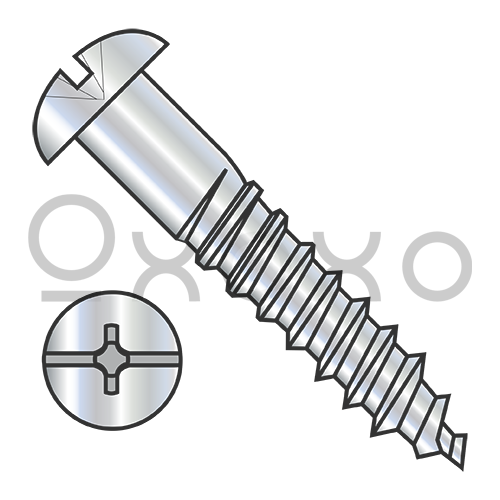 14-10X1 1/2  Combination (phil/slot) Drive Round Head Full Body 2/3 Thread Wood Screw Zinc
