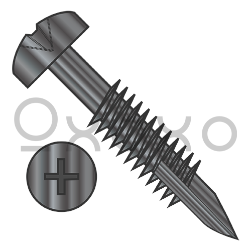 6-20X1 1/4  Phil Pan #7 Head Face Frame Screw Type 17 Fine Thread Partial Thread Black Oxide