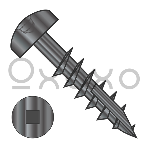 6-9X1 1/4  Square Pan #7 Head Face Frame Screw Type 17 Coarse Partial Thread Black Oxide