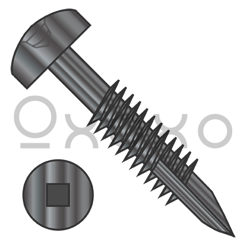 6-20X1 1/4  Square Pan #7Head Face Frame Screw Type17 Fine Thread Partial Thread Black Oxide