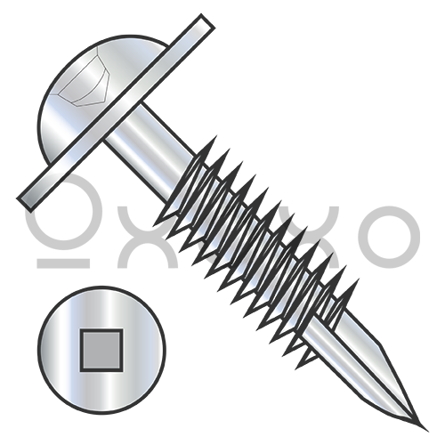 7-18X1 1/4  Square Round Washer Pocket Face Frame Screw Type17 Partial Thread ZincBake