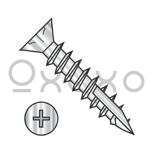 6-13X3/8  Phillips Flat Head w/Nibs Deep Thrd Wood Screw Type17 Full Thrd Stainless Steel